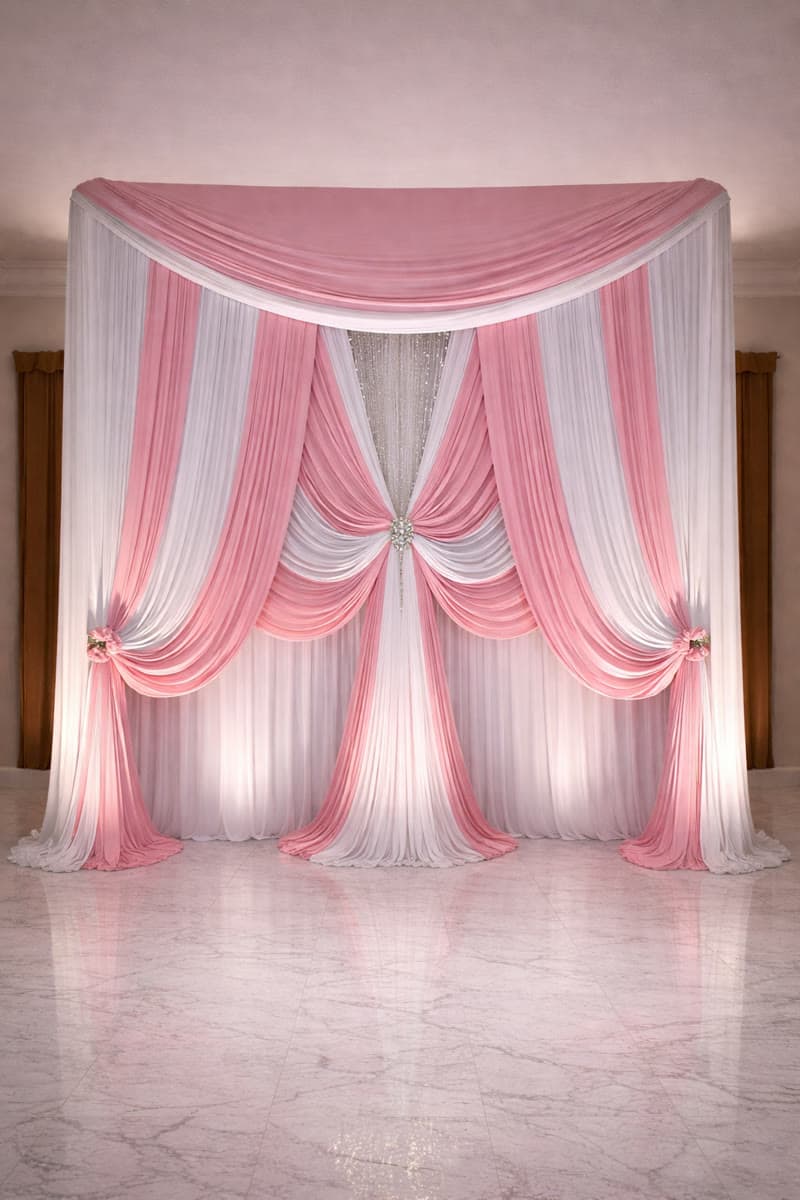 Pink & white classic drape concept